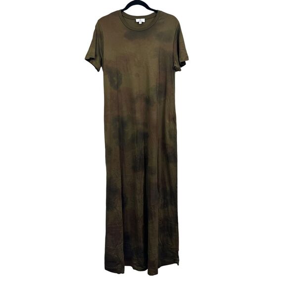 AG Adriano Goldschmied Womens Maxi Dress Tie Dye Green Stretch Pockets Sz M - Picture 1 of 5